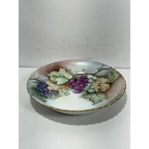 O&EG ROYAL Austria Signed Reum 1906 Handpainted Grapes 8" Scalloped BOWL Plate